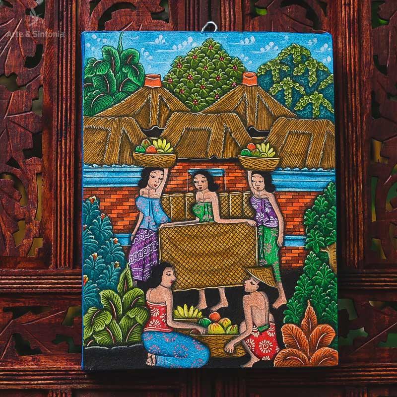 DA9-212 tela pintura decorativa trabalhadores cultura balinesa bali produto artesanal home decor decoracao balinesa parede artesintonia 1