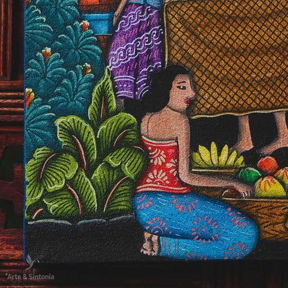 DA9-212 tela pintura decorativa trabalhadores cultura balinesa bali produto artesanal home decor decoracao balinesa parede artesintonia 2