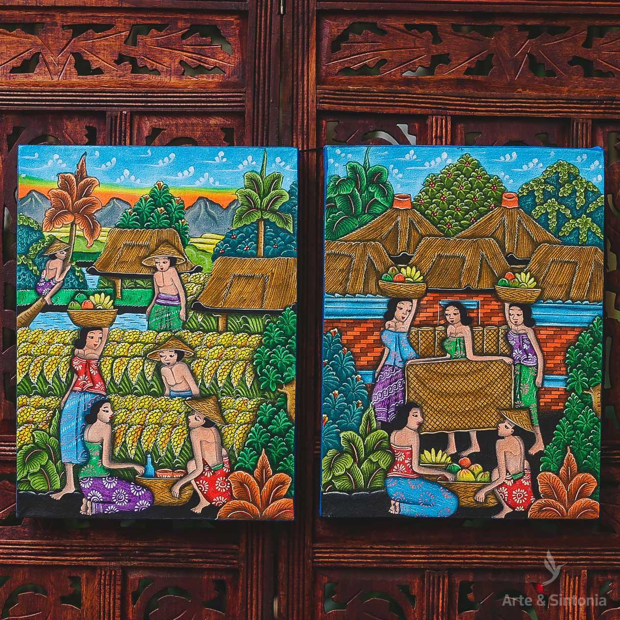 DA9-212 tela pintura decorativa trabalhadores cultura balinesa bali produto artesanal home decor decoracao balinesa parede artesintonia 5