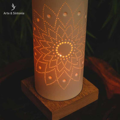 luminaria abajur de mesa mandala cosmica pontilhada decoracao sustentavel artesanatos brasileiros artesintonia 5