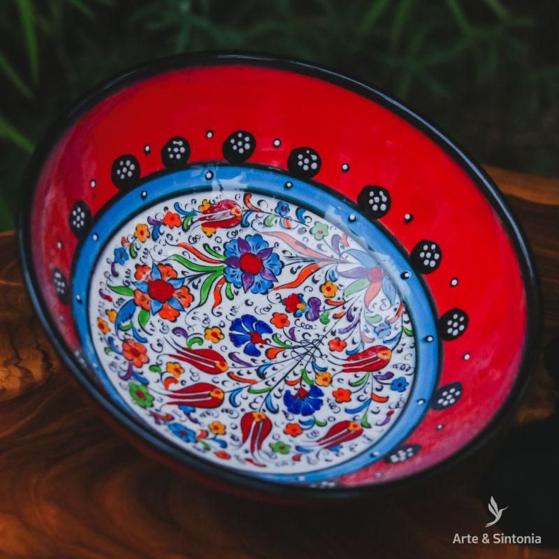 tigela turca vermelha floral flowers home decor decoracao turca turquia ceramica artesintonia 1