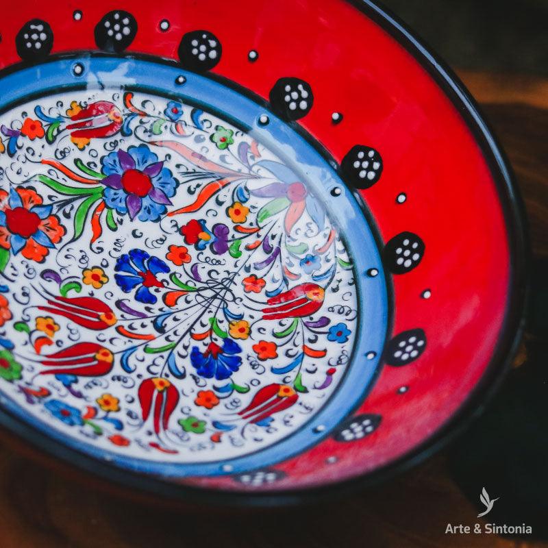 tigela turca vermelha floral flowers home decor decoracao turca turquia ceramica artesintonia 2