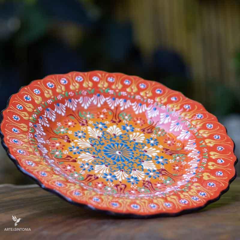Prato Turco em Cerâmica 25cm - Arte &amp; Sintonia ceramica turca, Decor de Paredes, decor home, pratos decorativos