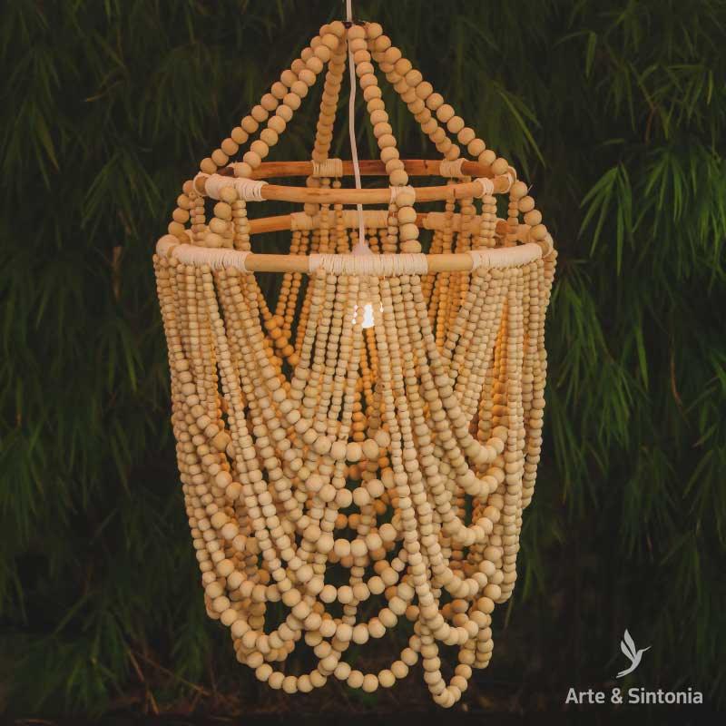 luminaria pendente bolas contas madeira boho bali indonesia lustre pendente iluminacao iluminarias home decoration bungalow artesintonia 1