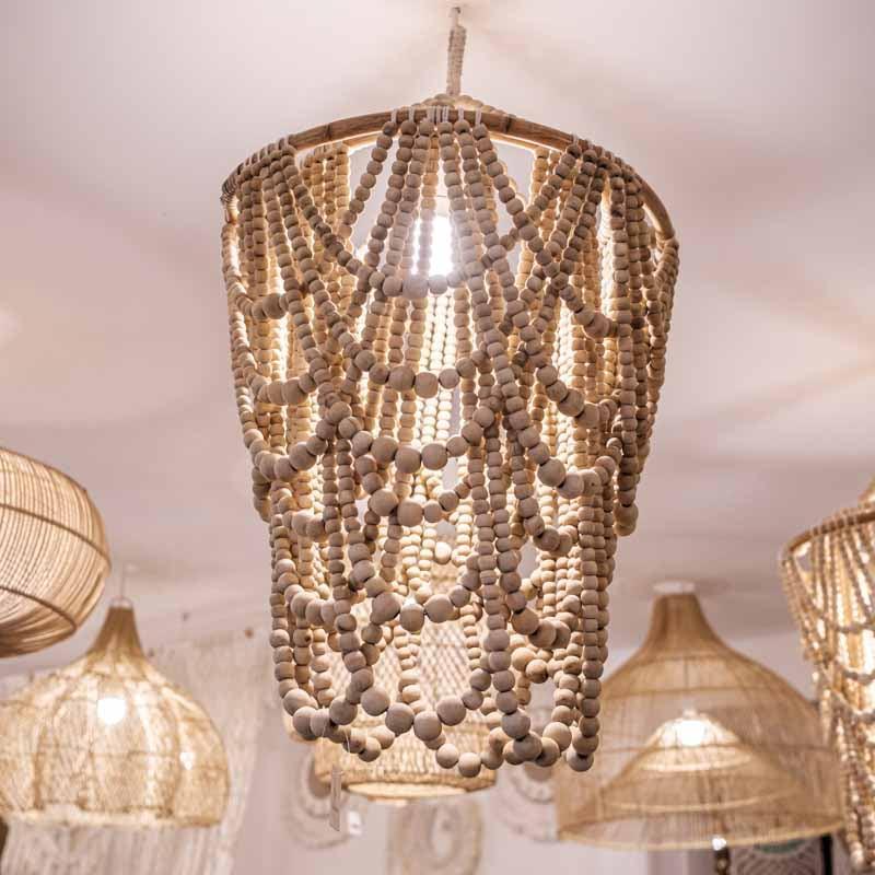 luminaria pendente bolas contas madeira boho bali indonesia lustre pendente iluminacao iluminarias home decoration bungalow artesintonia 1 