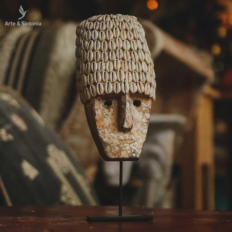 escultura cabeca head timor base pedra buzios suporte home decor decoracao boho balinesa bali artesanato artesao indonesia