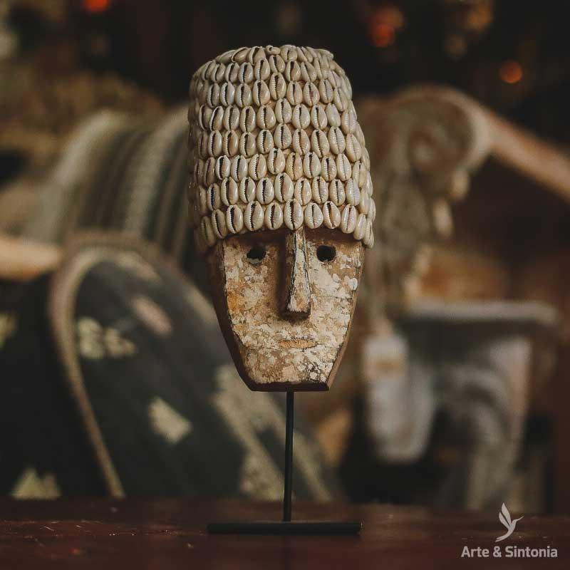 escultura cabeca head timor base pedra buzios suporte home decor decoracao boho balinesa bali artesanato artesao indonesia