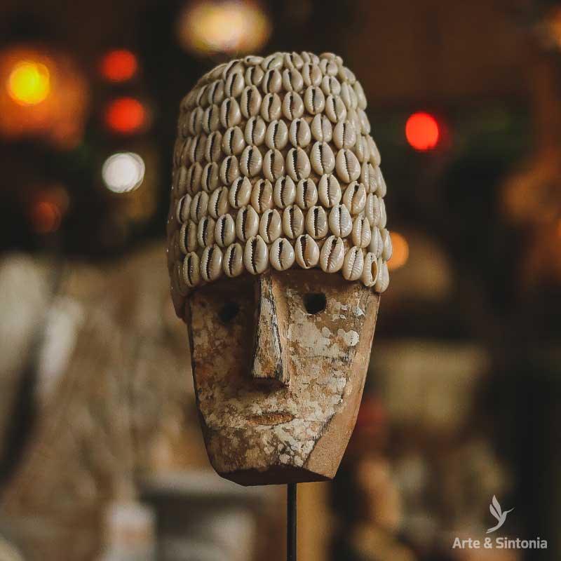 escultura cabeca head timor base pedra buzios suporte home decor decoracao boho balinesa bali artesanato artesao indonesia