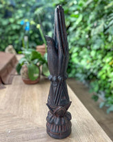 hand carving incense holder escultura maos madeira natural bali