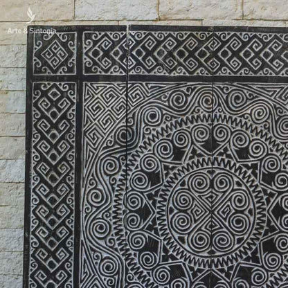 painel decorativo quadrada timor escura artesanal artesanato bali indonesia home decor decoracao parede artesintonia wall decoration tribal etnicos ethnic entalhado carved 3