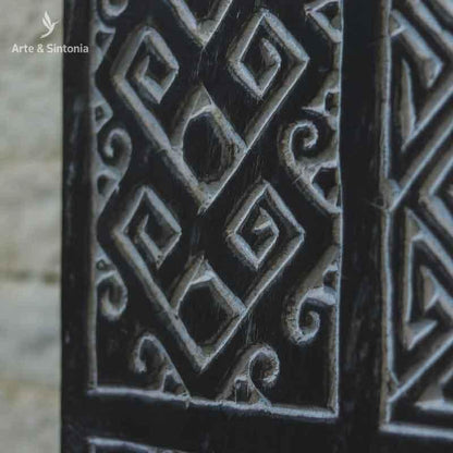 painel decorativo quadrada timor escura artesanal artesanato bali indonesia home decor decoracao parede artesintonia wall decoration tribal etnicos ethnic entalhado carved 7