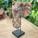 Cabeça de Elefante em Madeira | Bali - Arte & Sintonia Animais, bali 22, elefante, esculturas, facenews, Madeira, patina, timor