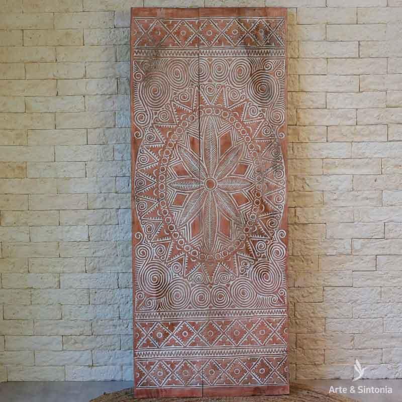 painel-grande-retangular-madeira-patina-entalhada-mandala-rustica-etnica-wood-carving-panel-wall-panel-home-decor-timor-leste