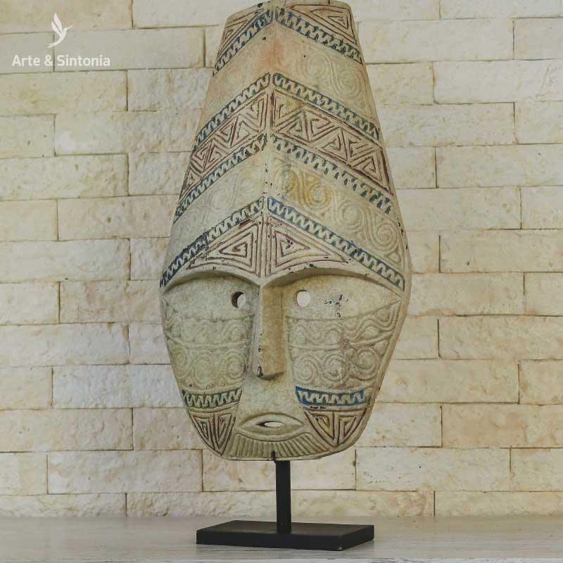 mascara decorativa timor escura desenho artistico artesanal bali indonesia artesintonia madeira entalhada etnicos etnicas objetos decorativos artesintonia 7