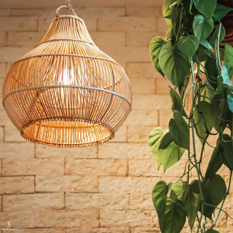 luminaria de fibras naturais tramadas trancadas rattan rotim objetos artesanais luminarias teto lamps balinese fiber artesintonia 1