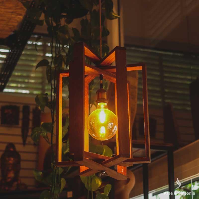 luminaria pendente madeira 3d formas geometricas home decor decoracao minimal minimalista arte artesanato brasileiro artesintonia