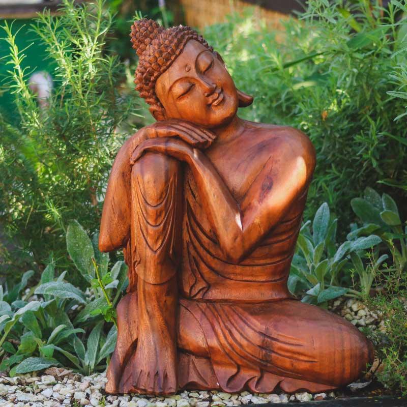 escultura decorativa buda zen relax entalhado madeira suar bali indonesia artesintonia 5