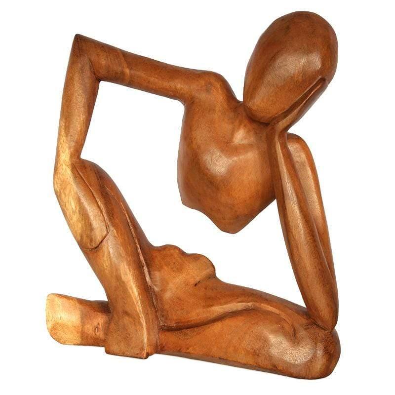 GL101 escultura abstrata madeira pensador sentado artes bali artesanal indonesia artesintonia 1