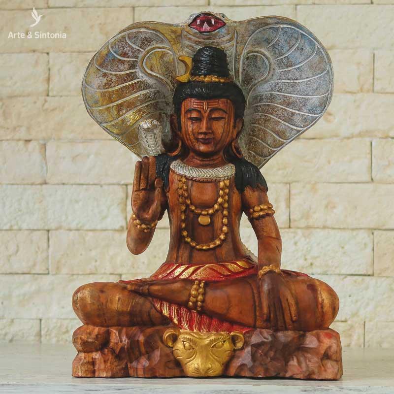 escultura estatua shiva madeira suar entalhada balinesa indonesia wood carving carved handycraft hindu divindade yoga chiva hinduismo decoracao studio casa meditacao artesintonia 11