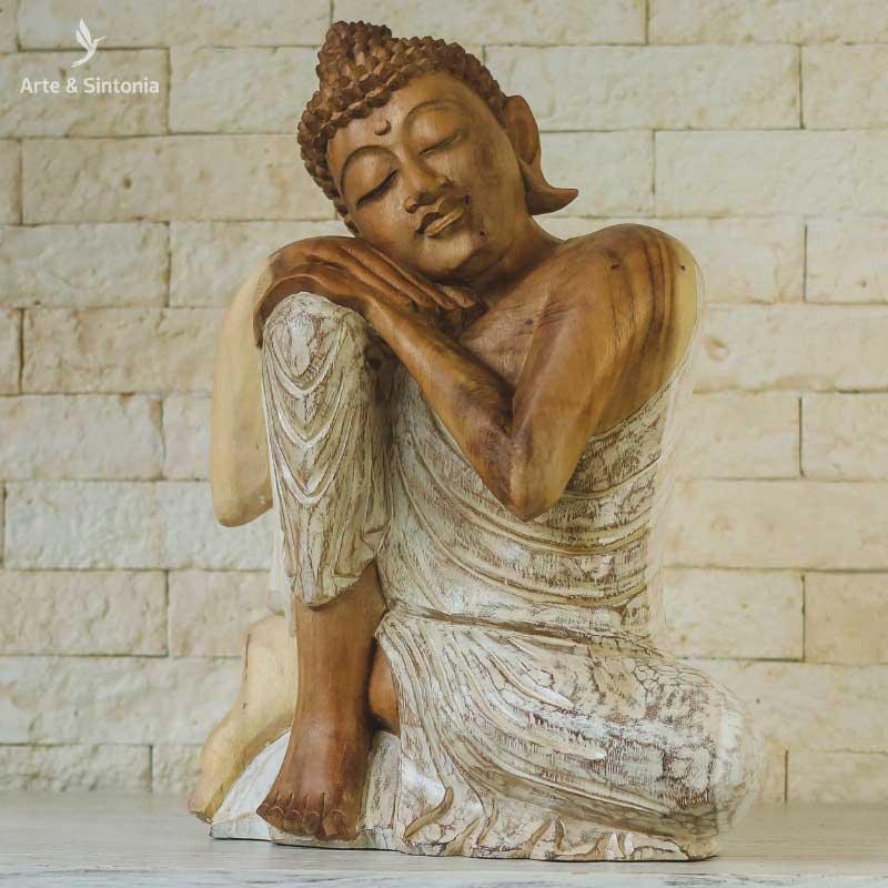 buda decoracao escultura madeira carving wood artesintonia buddha home decoration zen decoracoes balinesas divindades budismo budista patina 1