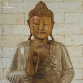 scultura estatua buddha buda decoracao artesintonia madeira indonesia bali patina wood carving handycraft balinese artesintonia decoracoes 4