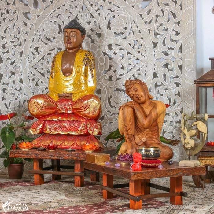 Escultura Buda Color Madeira 100cm | Bali - Arte &amp; Sintonia bali 2021, buda, madeira, madeira suar, make offer, outlet