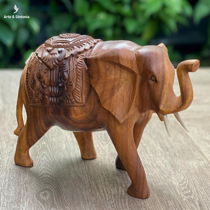 escultura elefante entalhado madeira decoracao balinesa indonesia artesintonia madeira suar wood carving 1