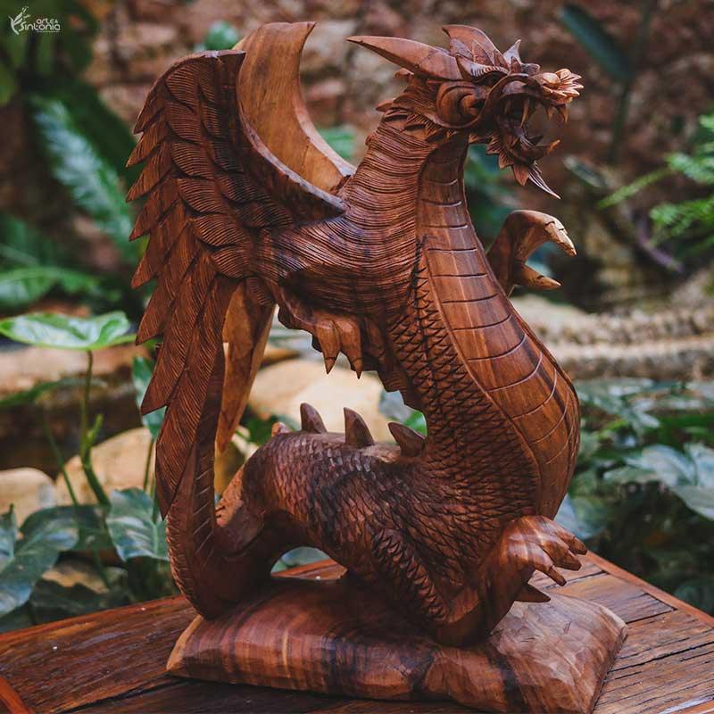 GL33 19 dragao entalhado madeira suar artesanal artesanato arte bali animais decorativos home decor decoracao artesintonia 1