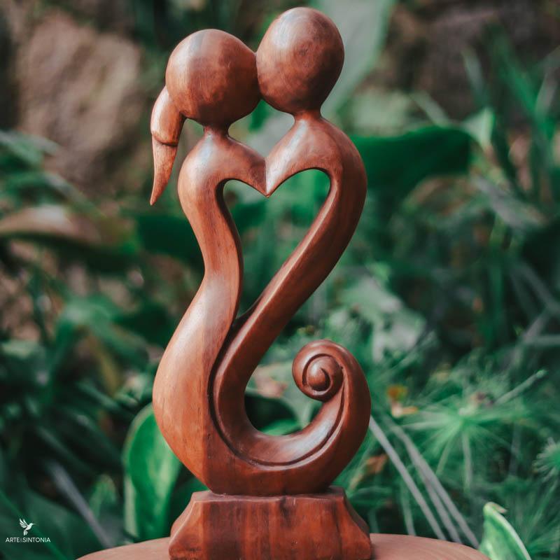 escultura madeira suar wood coracao couple love amor home decor abstract bali indonesia artesanatos artesintonia 1