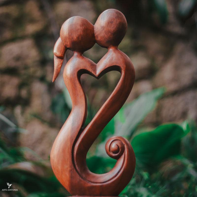 escultura madeira suar wood coracao couple love amor home decor abstract bali indonesia artesanatos artesintonia 2