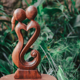 escultura madeira suar wood coracao couple love amor home decor abstract bali indonesia artesanatos artesintonia 3