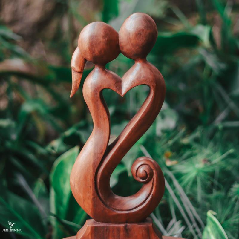 escultura madeira suar wood coracao couple love amor home decor abstract bali indonesia artesanatos artesintonia 4