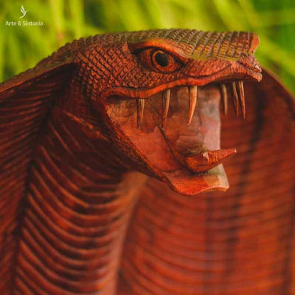 cobra naja madeira suar animais decorativos bali indonesia artesanal artesintonia carving snake balinese wood 2