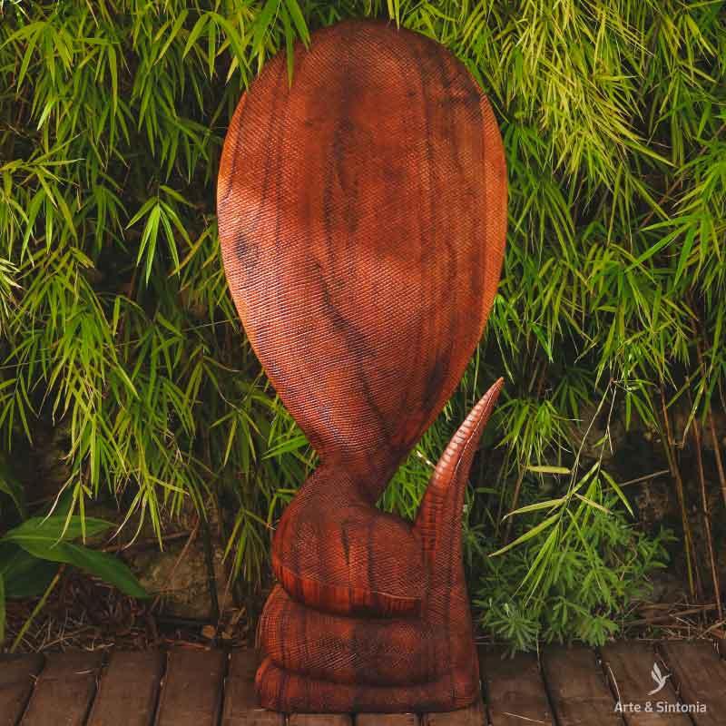 cobra naja madeira suar animais decorativos bali indonesia artesanal artesintonia carving snake balinese wood 4