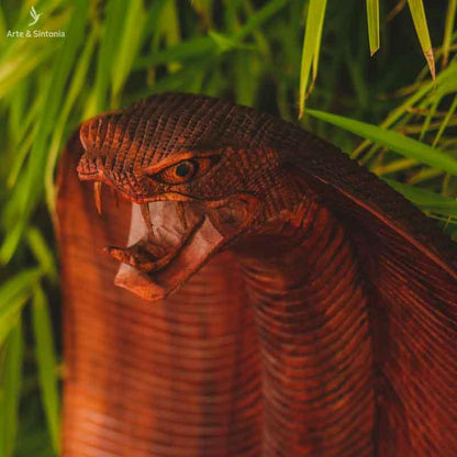 cobra naja madeira suar animais decorativos bali indonesia artesanal artesintonia carving snake balinese wood 3