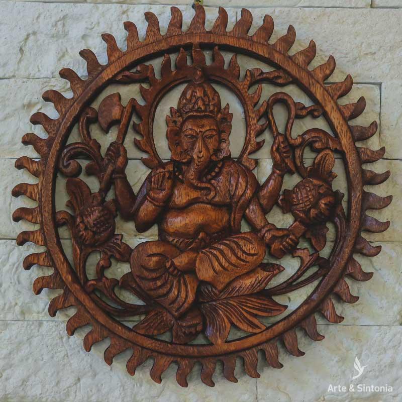 mandala madeira entalhada ganesh ganesha divindade decoracao hindu induismo arte bali indonesia artesintonia 1