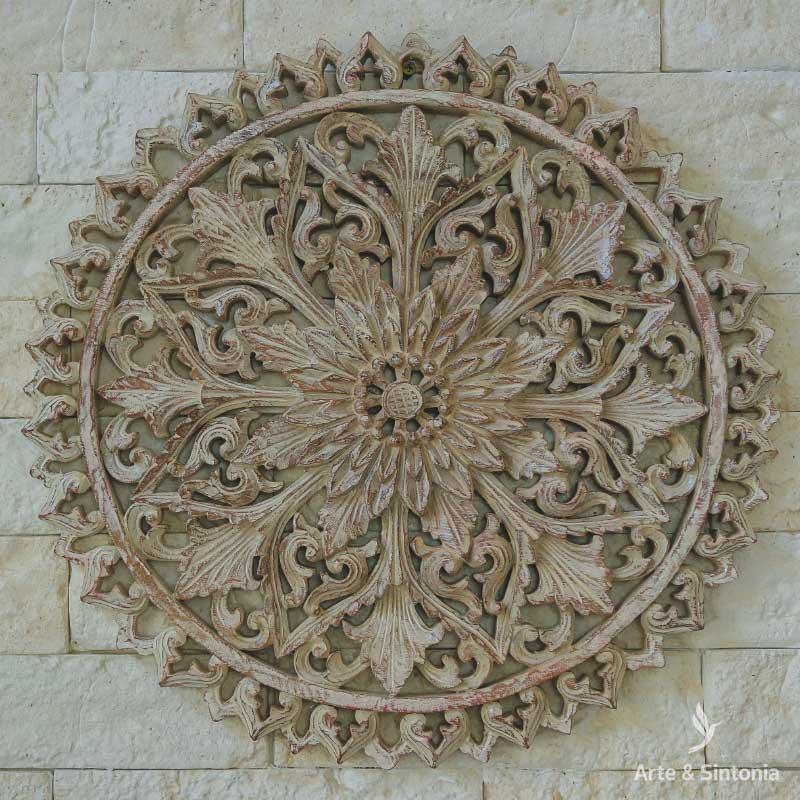 mandala bali decoracao artesintonia madeira suar white wash patina paredes artesintonia 40cm 1