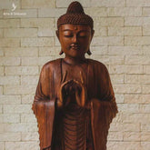 escultura buddha buda em pe madeira decorativo decoracao artesanal artesanato bali indonesia home decor decoracao zen budista budismo artesintonia grande 150cm 2