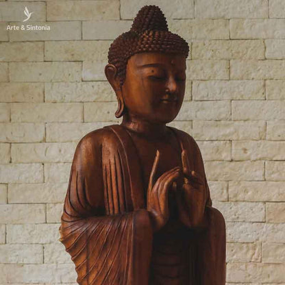 escultura buddha buda em pe madeira decorativo decoracao artesanal artesanato bali indonesia home decor decoracao zen budista budismo artesintonia grande 150cm 3