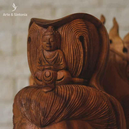 escultura estatua em madeira suar rain tree objetos decorativos decoracao indonesia balinesa kuan yin budista divindade carved carving entalhada madeira wood sculpture home decoration amazing deusa compaixao 11