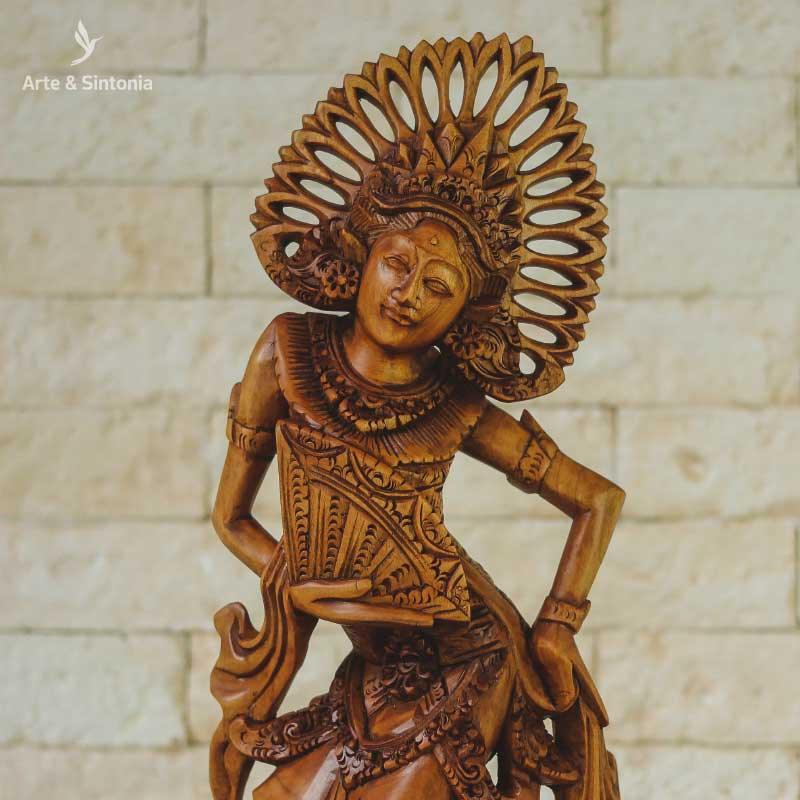 escultura sculpture janger bali balinesa indonesia decoracoes madeira suar objetos decorativos dancarina janger dancer objetos decorativos wood carved entalhado entalhes artesintonia 9