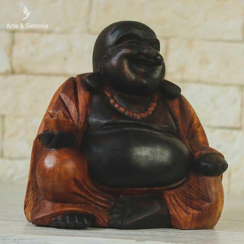escultura buddha buda happy feliz gordo madeira divindades hindu hinduismo artesanal artesanato bali indonesia artesintonia 2