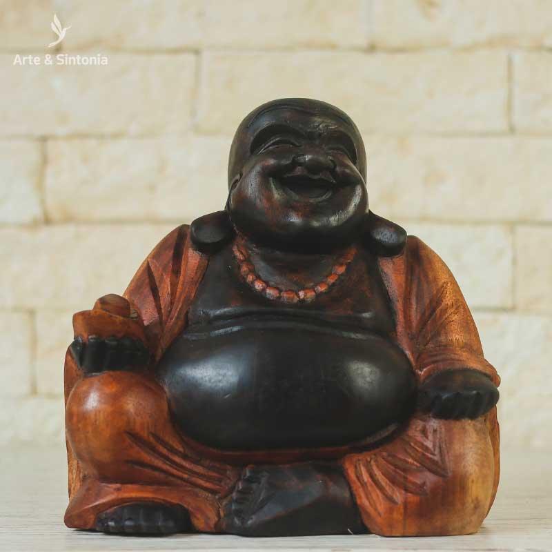 escultura buddha buda happy feliz gordo madeira divindades hindu hinduismo artesanal artesanato bali indonesia artesintonia 5