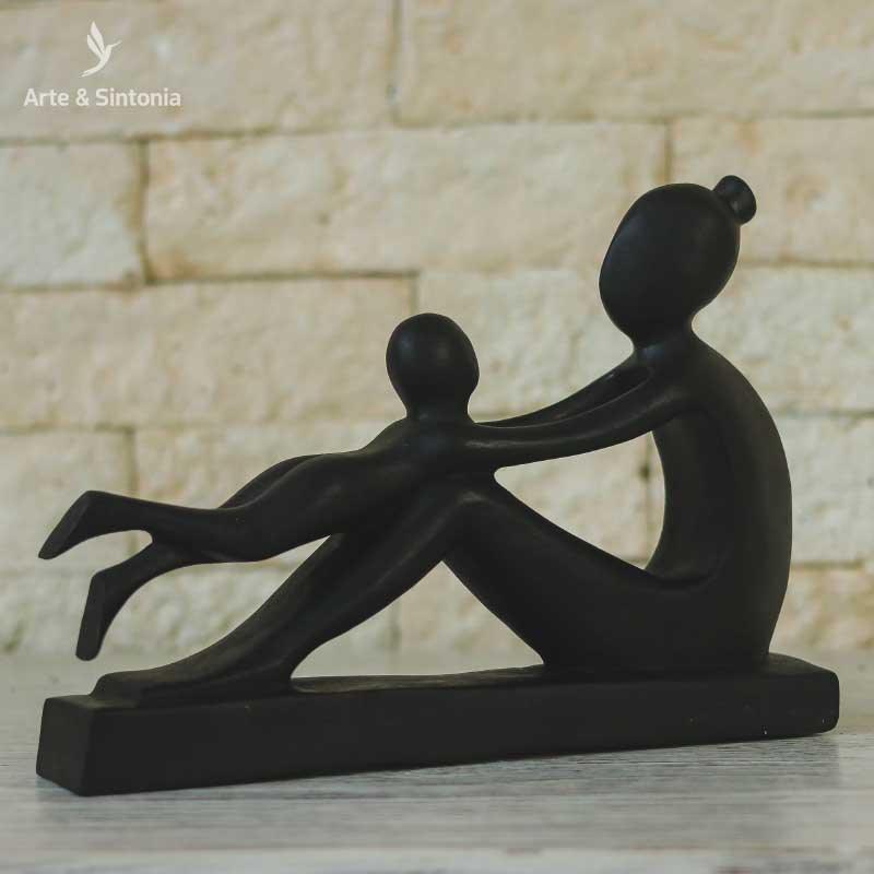 escultura abstrata escura amor materno mae filho artesintonia home decoration decoracao casa handycraft balinese madeira entalhada escura 6