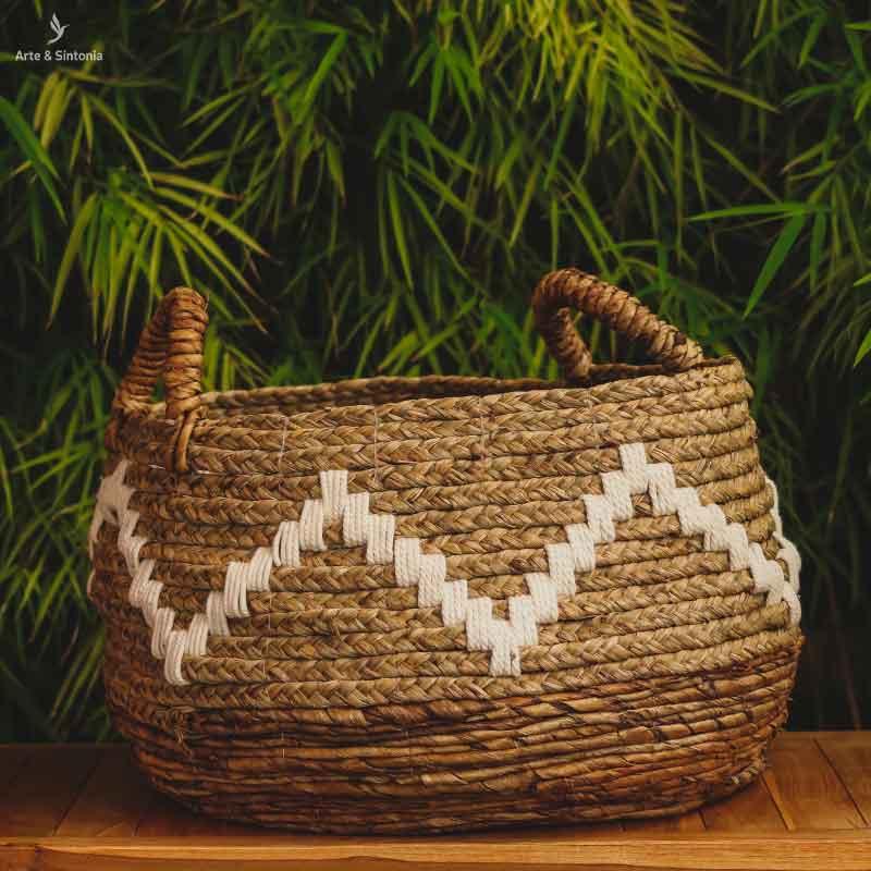 Cesta de Fibra Natural Boho - Arte &amp; Sintonia Bali, bali 2020, bali 22, bali2021, boho, Cestaria, Decor Home, fibras, lancamentos, Outros Home, variacao