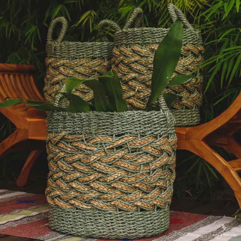 Cesta de Fibra Natural Trançada - Arte &amp; Sintonia Bali, bali22, boho, Cestaria, Decor Home, fibras, Outros Home