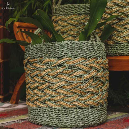 Cesta de Fibra Natural Trançada - Arte &amp; Sintonia Bali, bali22, boho, Cestaria, Decor Home, fibras, Outros Home