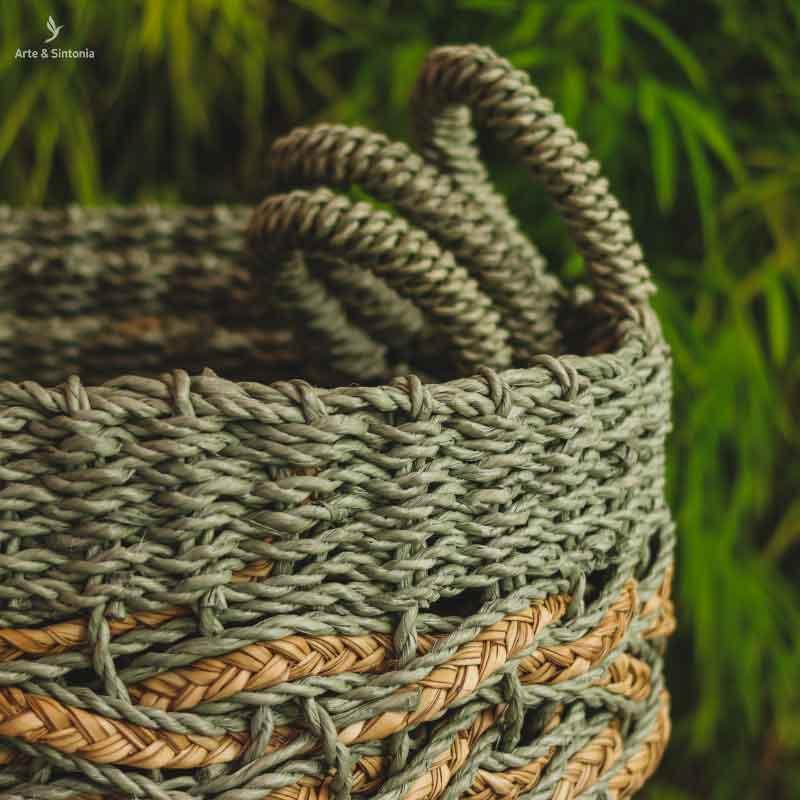 Cesta de Fibra Natural Trançada - Arte &amp; Sintonia Bali, bali22, boho, Cestaria, Decor Home, fibras, Outros Home