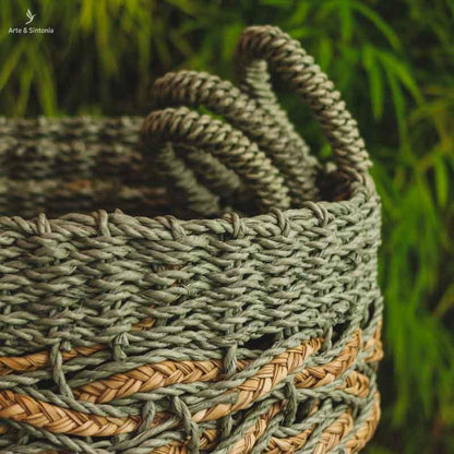 Cesta de Fibra Natural Trançada - Arte &amp; Sintonia Bali, bali22, boho, Cestaria, Decor Home, fibras, Outros Home