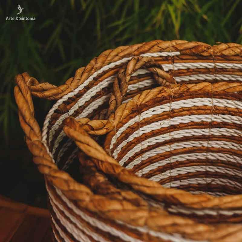 Cesto Fibra Natural Listrada - Arte &amp; Sintonia Bali, bali 22, bali23, boho, Cestaria, fibras, lancamentos, Outros Home